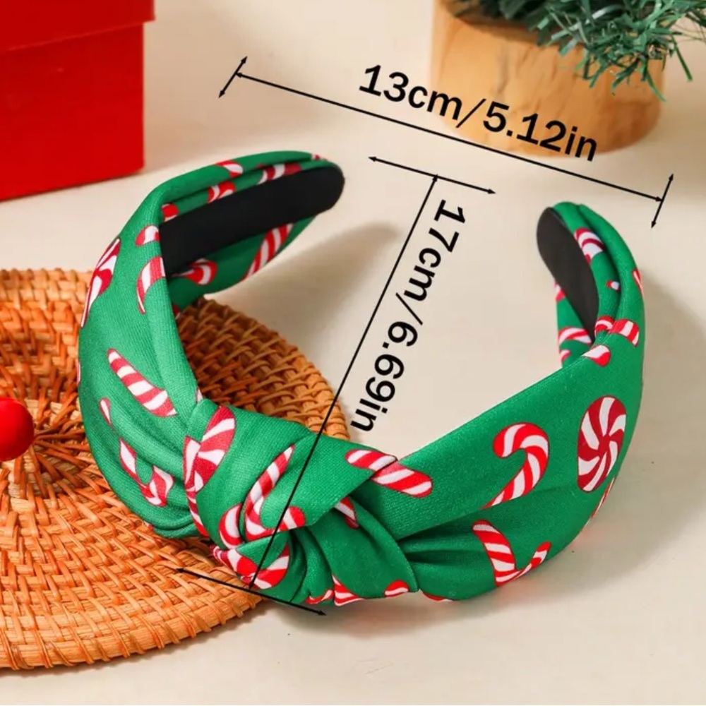 Festive Candy Cane Headbands - Pink, Green, Red - Picture 2 of 4
